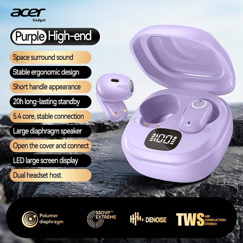 Image of Acer Official Genuine Mini Wireless Earbuds Enc Call Noise Cancellation, Bluetooth 5.4, , Ultra-super Long Standby, Open-ear Design, Top For Sports, Gaming, Music, And Holiday Gifts