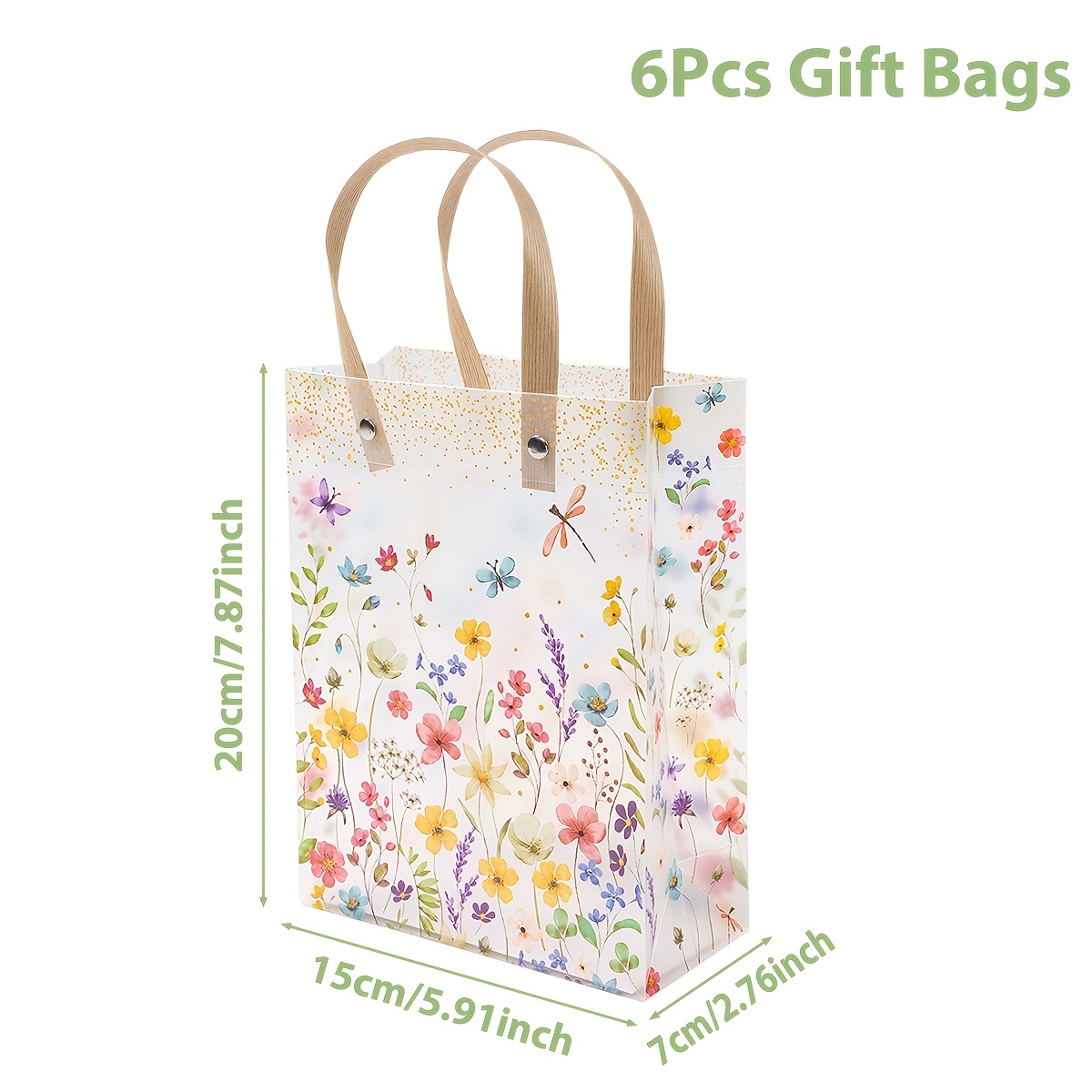 TEMU 6 pezzi, Sacchetto Regalo a Tema Fiori, Borse a in Plastica con Colorati, Forniture per Feste Estate, Decorazioni per Feste di Matrimonio,