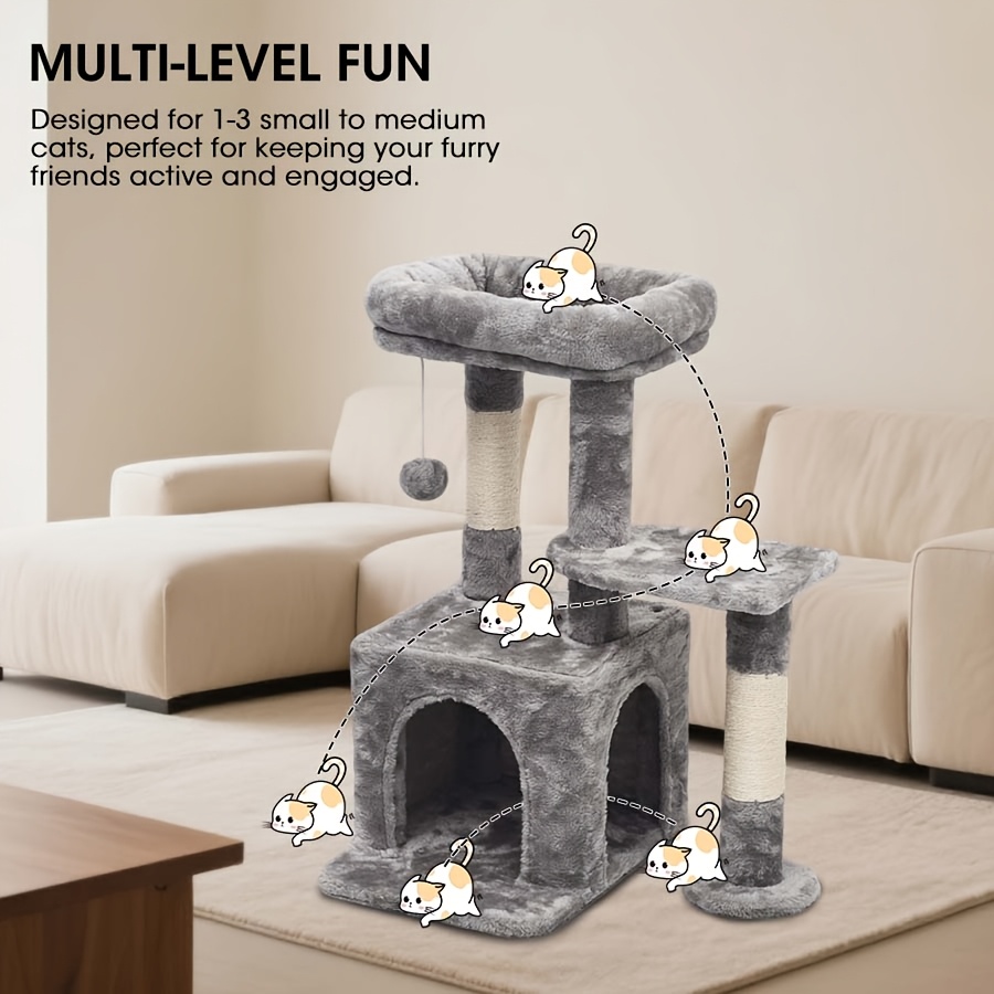 TEMU Multi-level Cat Tree, Activity Center Cat Towerfurniture, , Removable Hammockfor Kittens, Adult Cats, Cat Trees, Indoor Cattrees, Cat Scratching