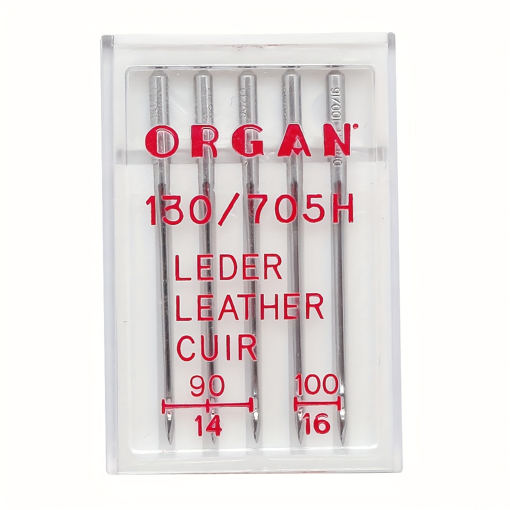 5-pack Household Sewing Machine Leather Accordion Needles 130/705h Mixed Sizes 90/14 100/16, Suitable For Sewing Leathers