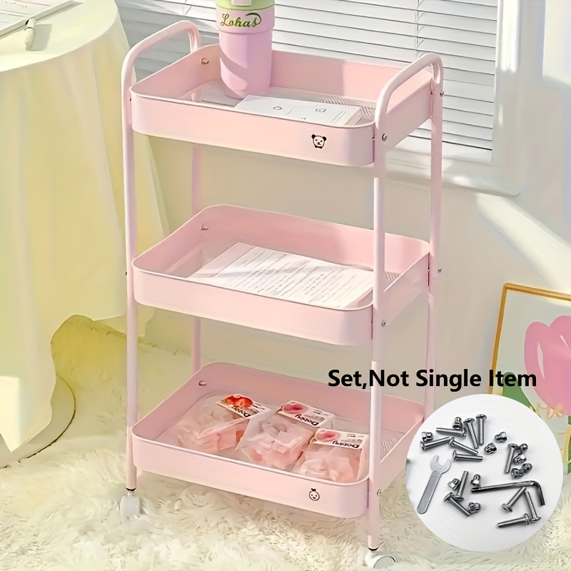 E-shop 1 Stück Schwerlast-Rollwagen mit 3 Ebenen, Mobiles Rollgestell, Platzsparendes Vertikales Standregal, Ideal für kleine Räume, Leicht zu bewegen,