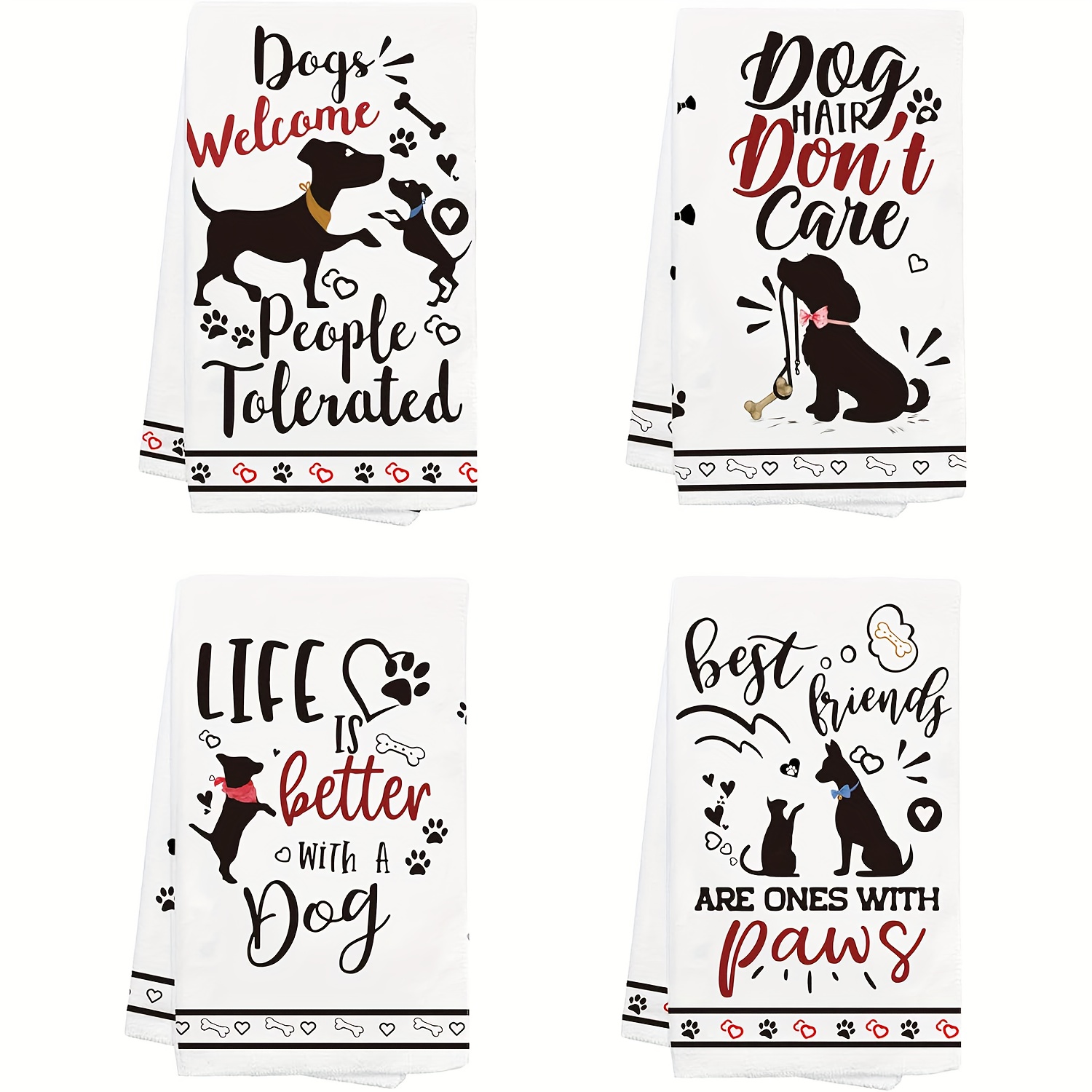 

4pcs Dog Kitchen Towels, Housewarming Gifts, Dog Lover Gifts For Women, Decorative New Home Tea Towels, Dog Owners Mom Gifts, Funny Dog Kitchen Hand Towels