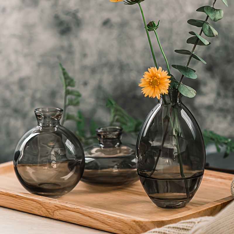 

[three-piece Set] Light Luxury Mini Vase Set Handicrafts Decoration Table Transparent Flowers Living Room Decoration