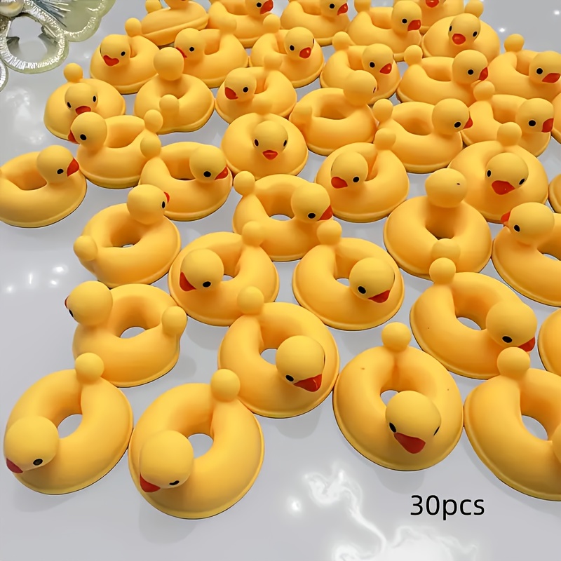 TEMU 30pcs Duck Swimming Ring Statue - Cute And Fun Diy Beads, Suitable For Jewelry Making, Keychains, Bags And Garden Decoration - Durable Handmade