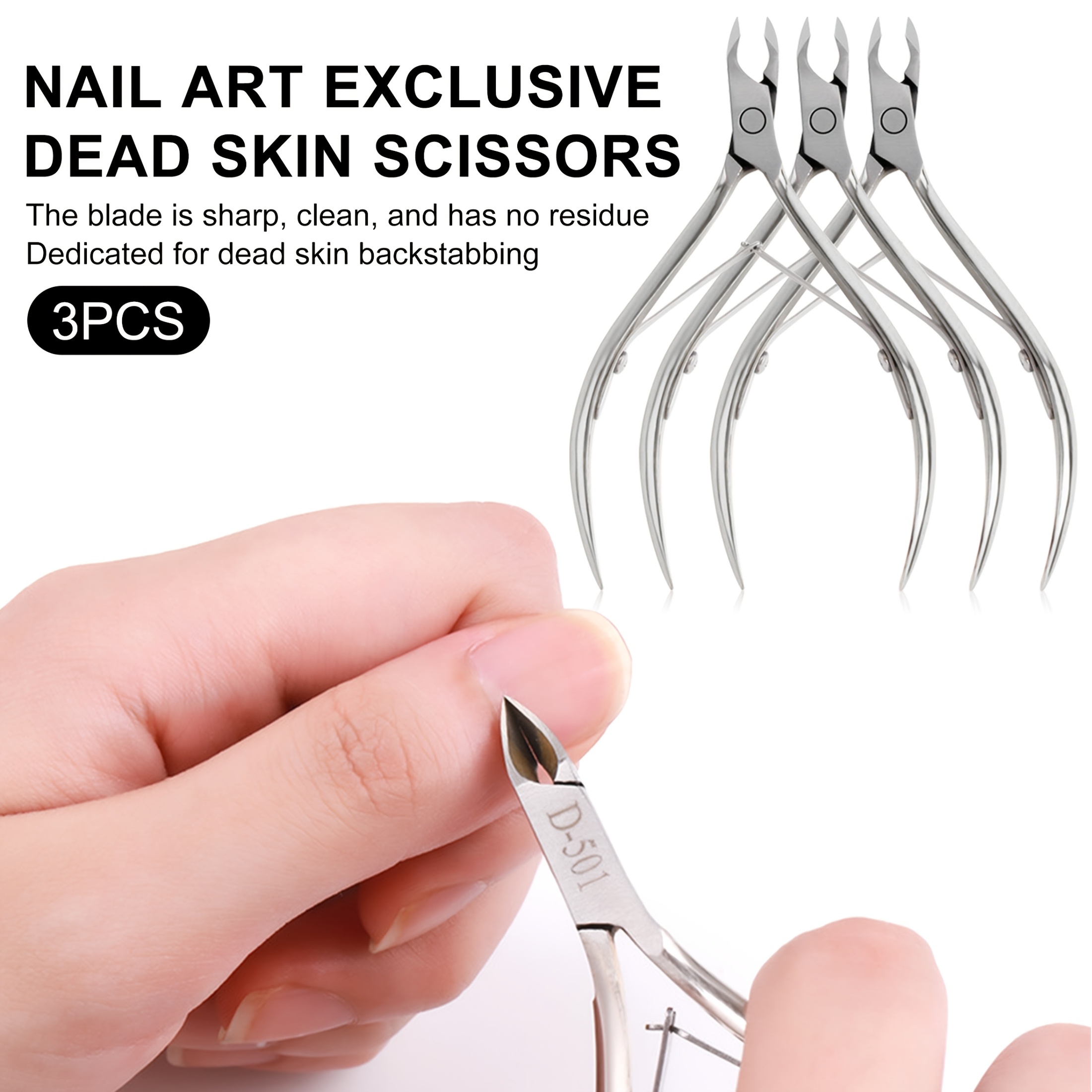 TEMU 3 Stainless Steel Nail Cuticle Nippers, Professional Pointed Cuticle Trimmers, Stainless Steel Nail Clippers, Easy To Grip, Suitable For Manicure Salon Tools.