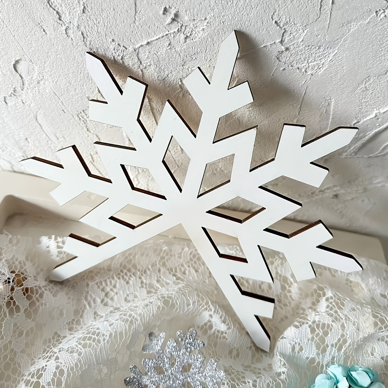 

Classic Wooden Snowflake Door Decor, 8.5 Inch - Christmas Manufactured Wood Wall Art, No Electricity Required, Pack Of 1