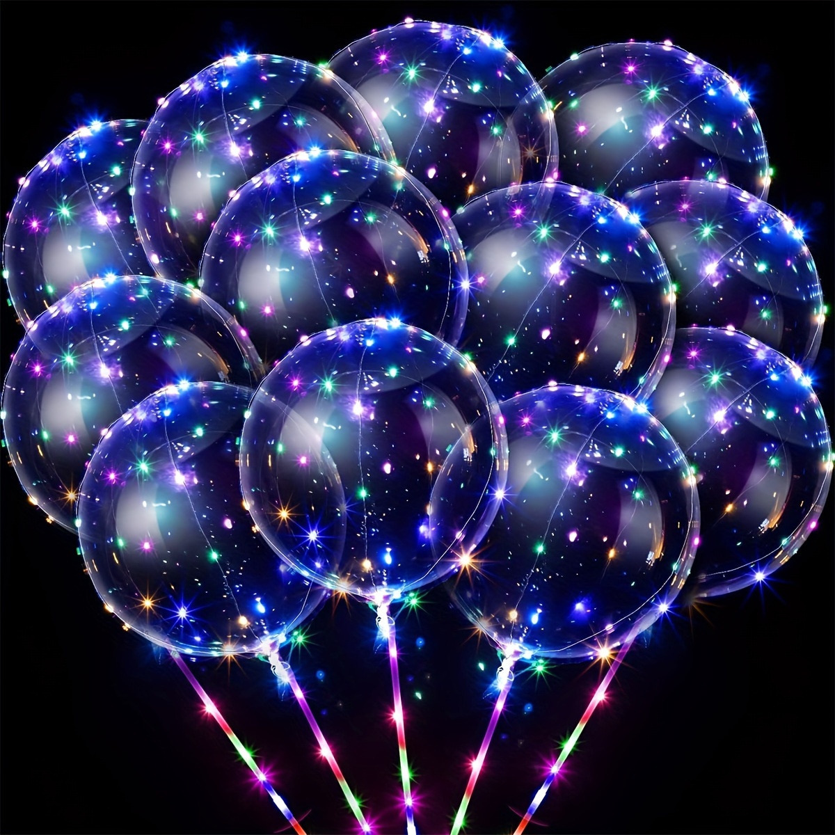 

18pcs Led Luminous Transparent Balloons Set With Balloon Robs, 3 Meters Led Luminous String Lights, Transparent Balloons For Birthday Wedding Valentine's Day Mother's Day Eid Al-adha Mubarak