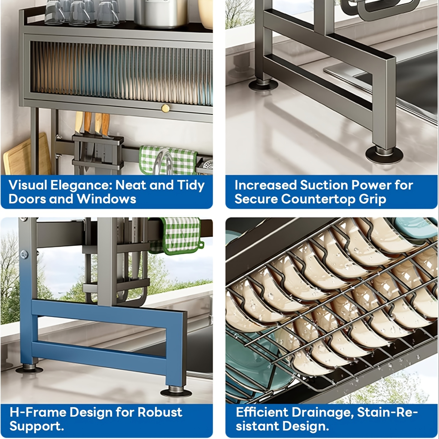 Dish Rack, Above Sink, 3 Levels Of Sink Above Sink Sink Sink Rack, Used for A Neat Kitchen Sink Rack, Saving Space, Covered Dishes, Glasses, Bowls, And Utensils (black, 37-41 Inches Long), Valentine's Day Gift for Friends And Partners