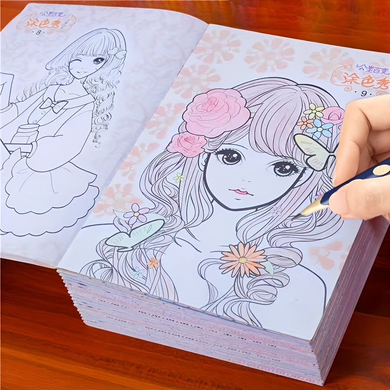 item picture 32 page cute girl coloring book   3 premium thick paper creative   relaxing art relax   christmas birthday thanksgiving halloween gifts fashion coloring book for girls chinese version