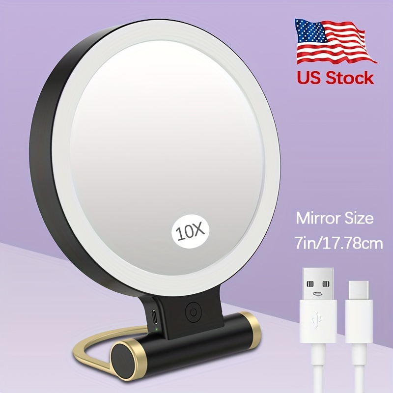 

Planetblack Vanity Mirror With Lights & 10x/1x Magnifying Mirror, Aesthetic Decor For Girls College Dorm Room Bedroom, Travel Must Have Essentials & Makeup For Women, Black & Gold Led Make Up Mirror.