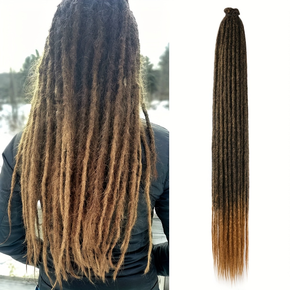 TEMU 30 Inch Dreadlocks Extension 10 Strands Soft Synthetic Super Long Hippie Single Ended Dreads Ombre Locs Extensions Reggae Style Crochet Hair For