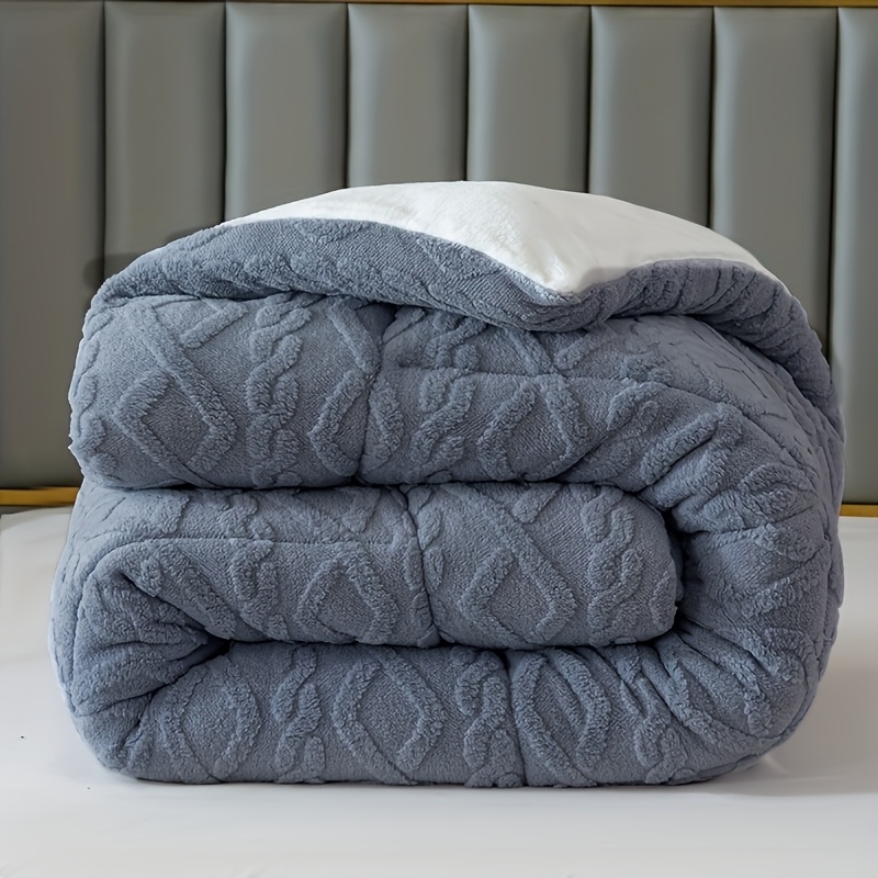 TEMU 1pc Winter Comforter - Plush Thickened Quilt With Friendly Bedding, , Machine-washable Luxury Bedding For Minimalist & Rustic, Bedrooms,