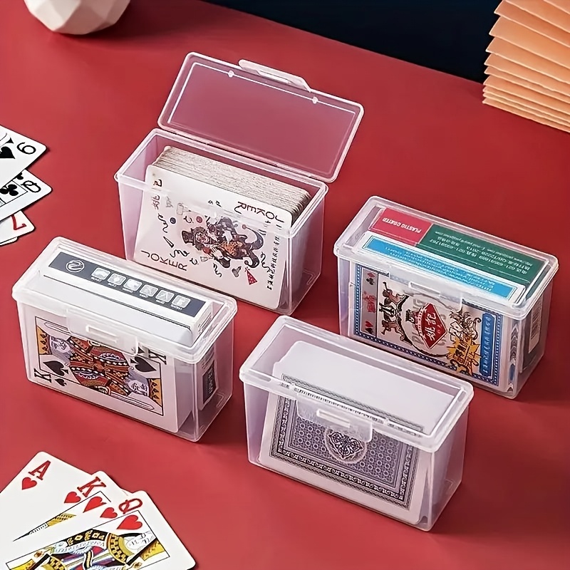 

4pcs Waterproof Plastic Card Storage Boxes, Transparent Deck Case For Playing Cards, With Lids, For Card Game Enthusiasts, Age 14+