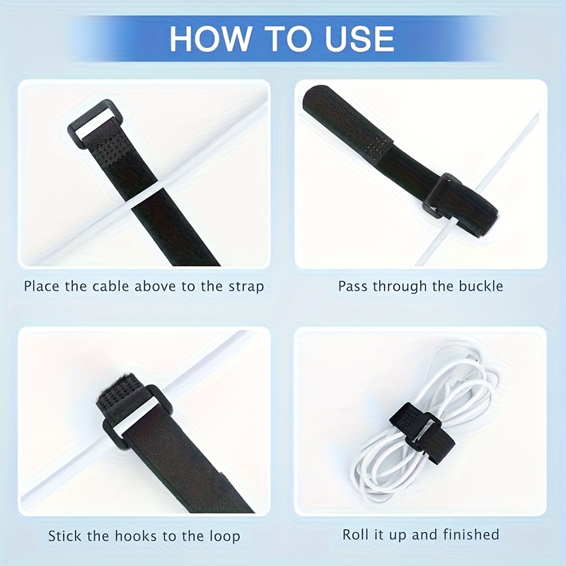 19 Pack Reusable Fastening Cable Straps, Adjustable Hook and Loop Nylon Ties