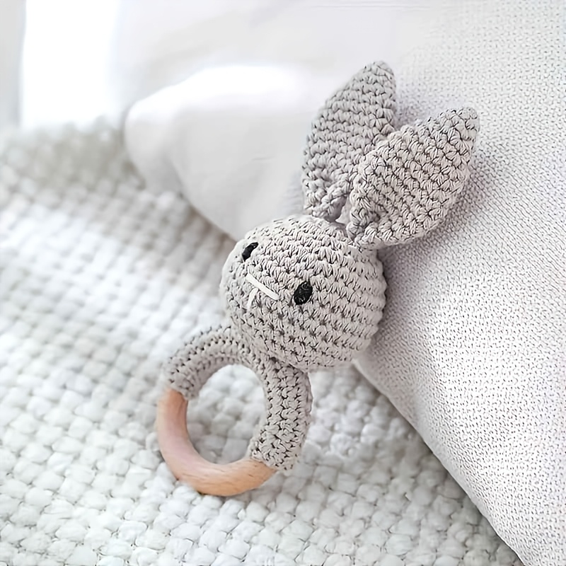 Handmade Rabbit Rattle Toy with Built-In Bell