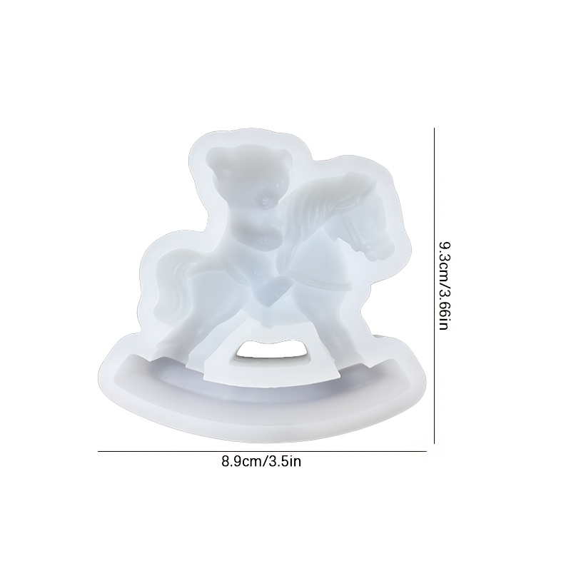 TEMU Stampo in Silicone Resina, 1pz Stampo per Candela Orso su Cavallo a Dondolo, Stampo per Gesso Orso Fai da Te, Decorazione per la Casa/Regalo,