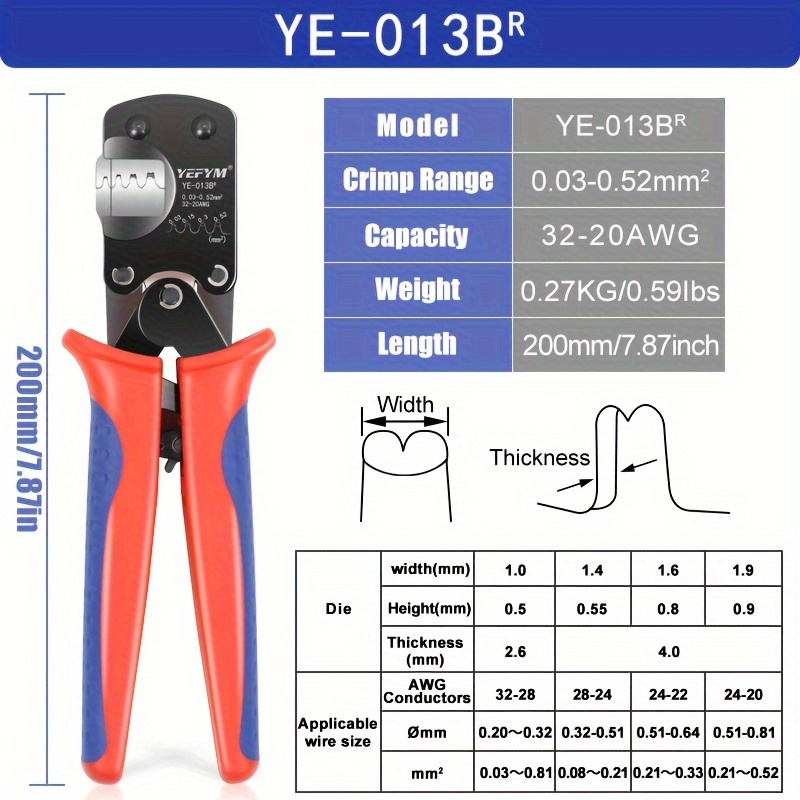E-shop YEFYM Hochkohlenstoffstahl Crimpwerkzeug - Vielseitige Zangen für JST-Anschlüsse XH2.54/PH2.0/ZH1.5/SH1.0/ 2.0/2510, Ideal für -0.5mm²