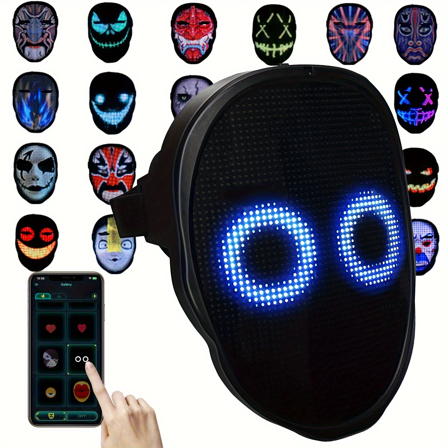   led mask with app controlled customizable shining mask lighted face transforming mask led light up halloween mask for adults