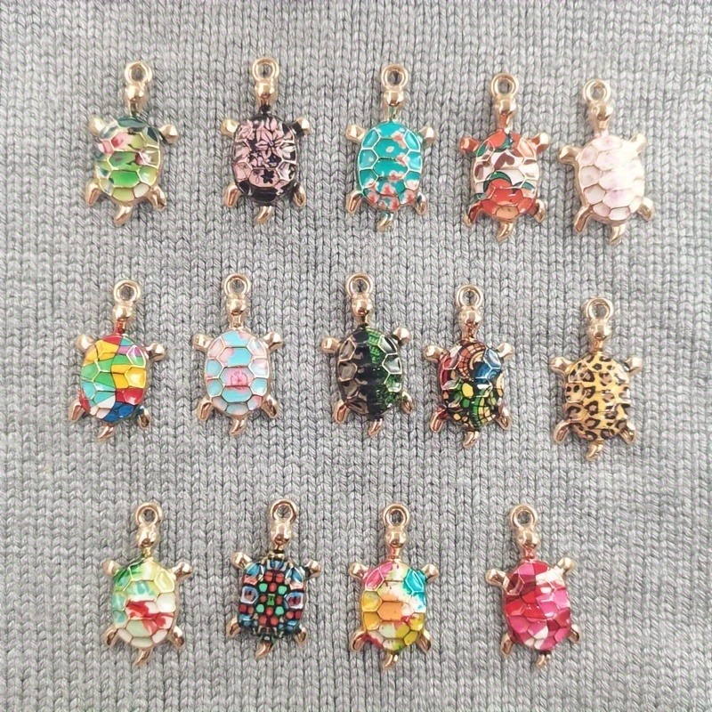 

14pcs Cute Enamel Sea Turtle Charms, Colorful Animal Pendants For Diy Jewelry Making, Alloy Metal Turtle Charms For Necklaces And Bracelets, Assorted Colors