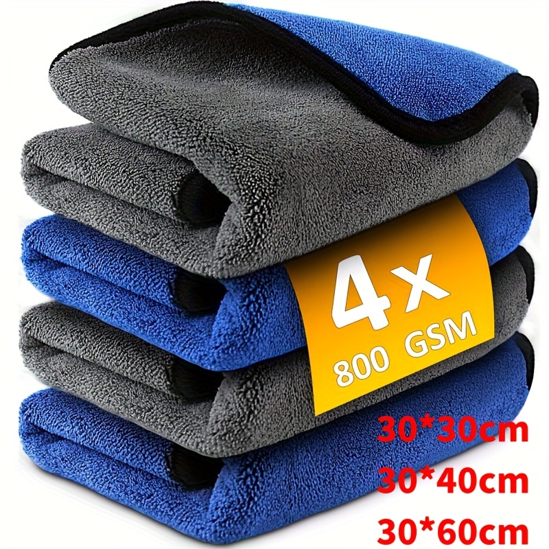 item picture Microfiber Car Washing Towel Soft Quick Drying Windows Mirrors Wiping Rags Home Double Layer Cleaning Cloths 800GSM