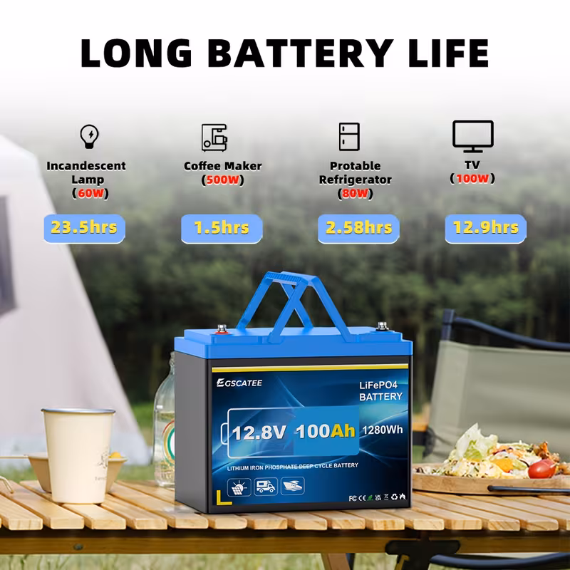 12 8v 100ah lifepo4 lithium battery built in 100a bms and low temp cut off to replacelead acid batteries backup power rv camping lithium rechargeable batteries lithium battery packs for automoti 1