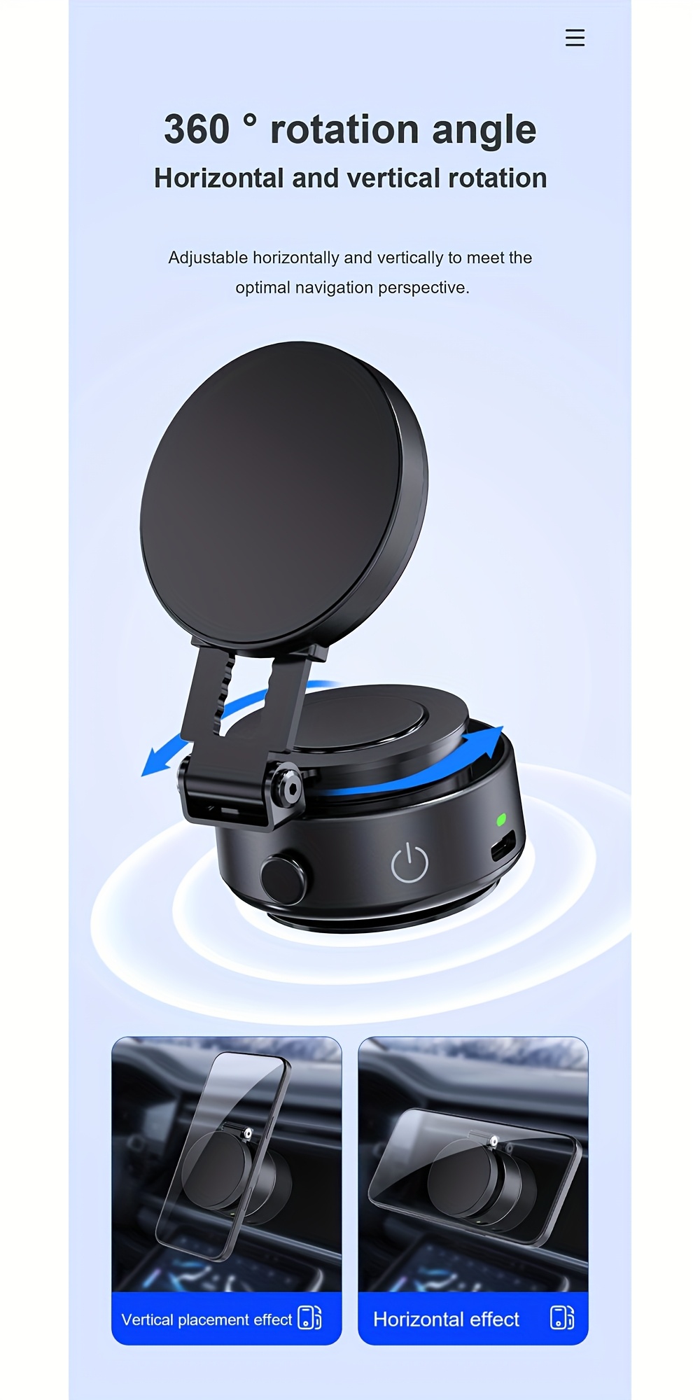 TASTYTI Upgraded Magnetic Phone Holder with 360° Rotation & Retractable Design - Heavy-Duty Aluminum Alloy, Vacuum Suction Cup, Wall/Mount/Car/Truck/Desk Mount, Portable Phone Stand For Car, Gym, Office, Home - Compatible With All Phones