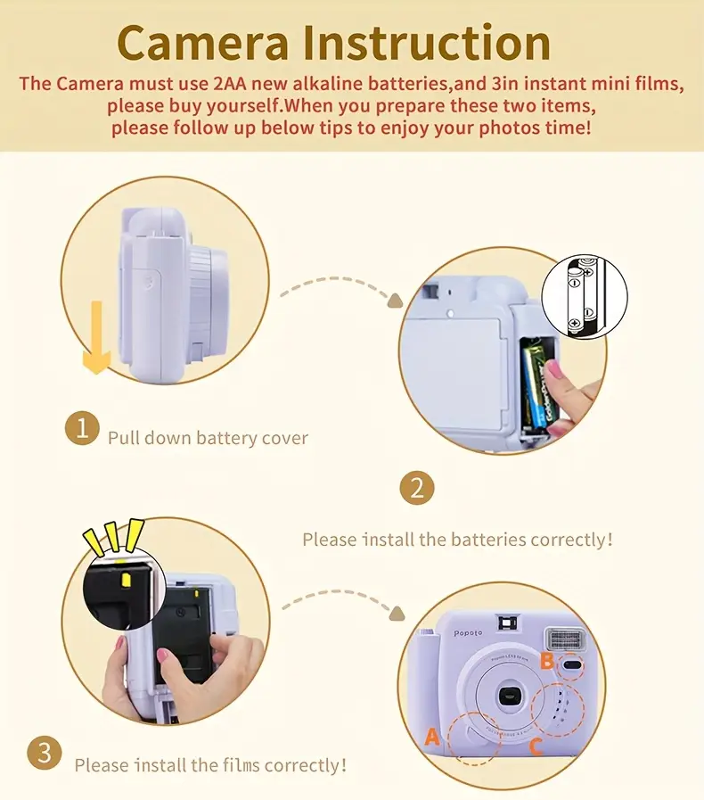 instant camera with dly stickers film camera built battery operated ideal for holiday gifts batteries not included Product details 4