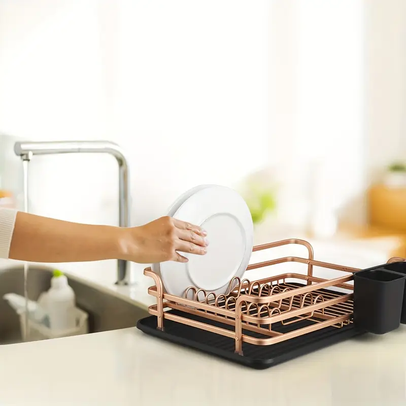 1pc aluminum dish rack dish drain rack detachable kitchen counter organizer above sink very suitable for storing dishes bowls cups and tableware dish drying rack Product details 3