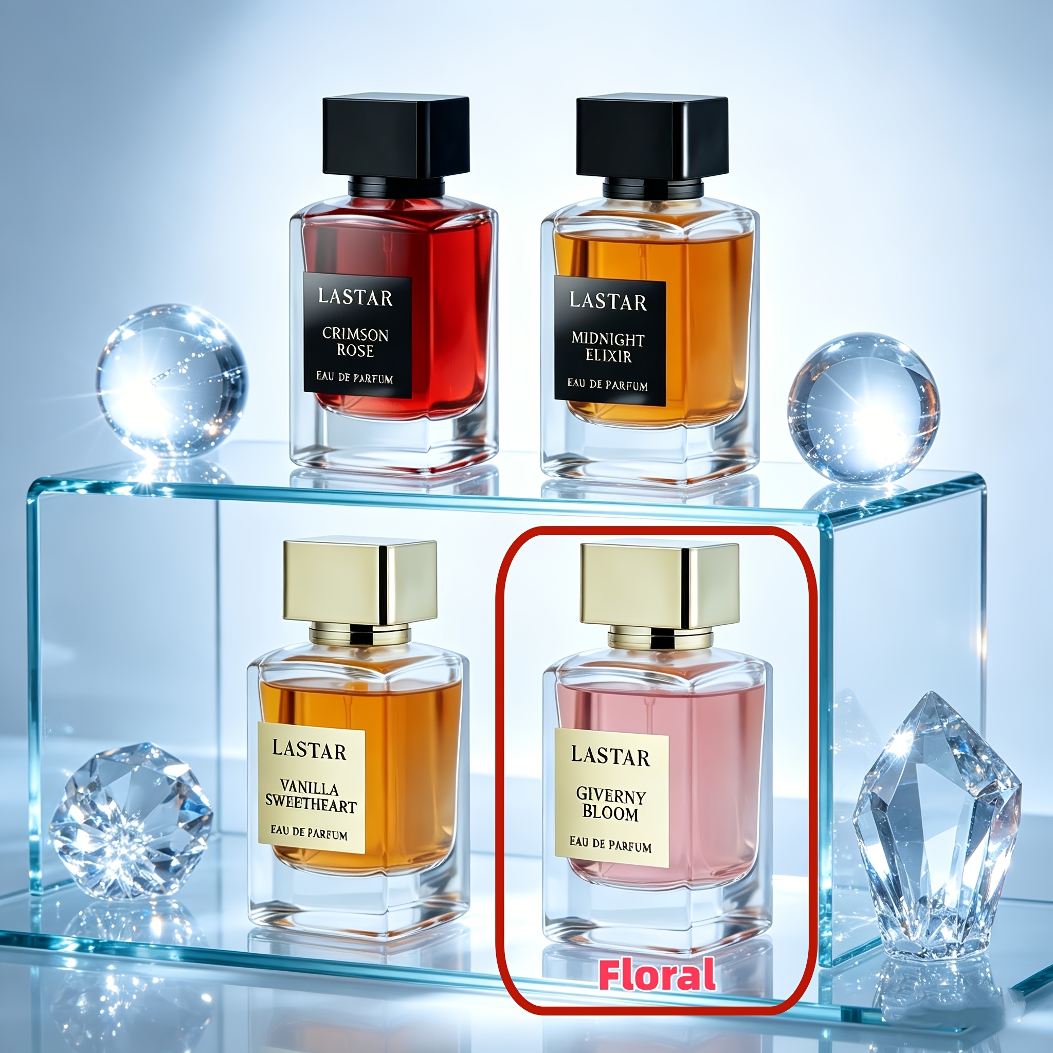 Image of Lastar 4 Scents Women's Perfume , Mix Fragrance Rose/vanilla/fruity/floral, 50ml X 1 Bottle, Suitable For Daily Or Party Occasions, Valentine's Day Gift, 1pc