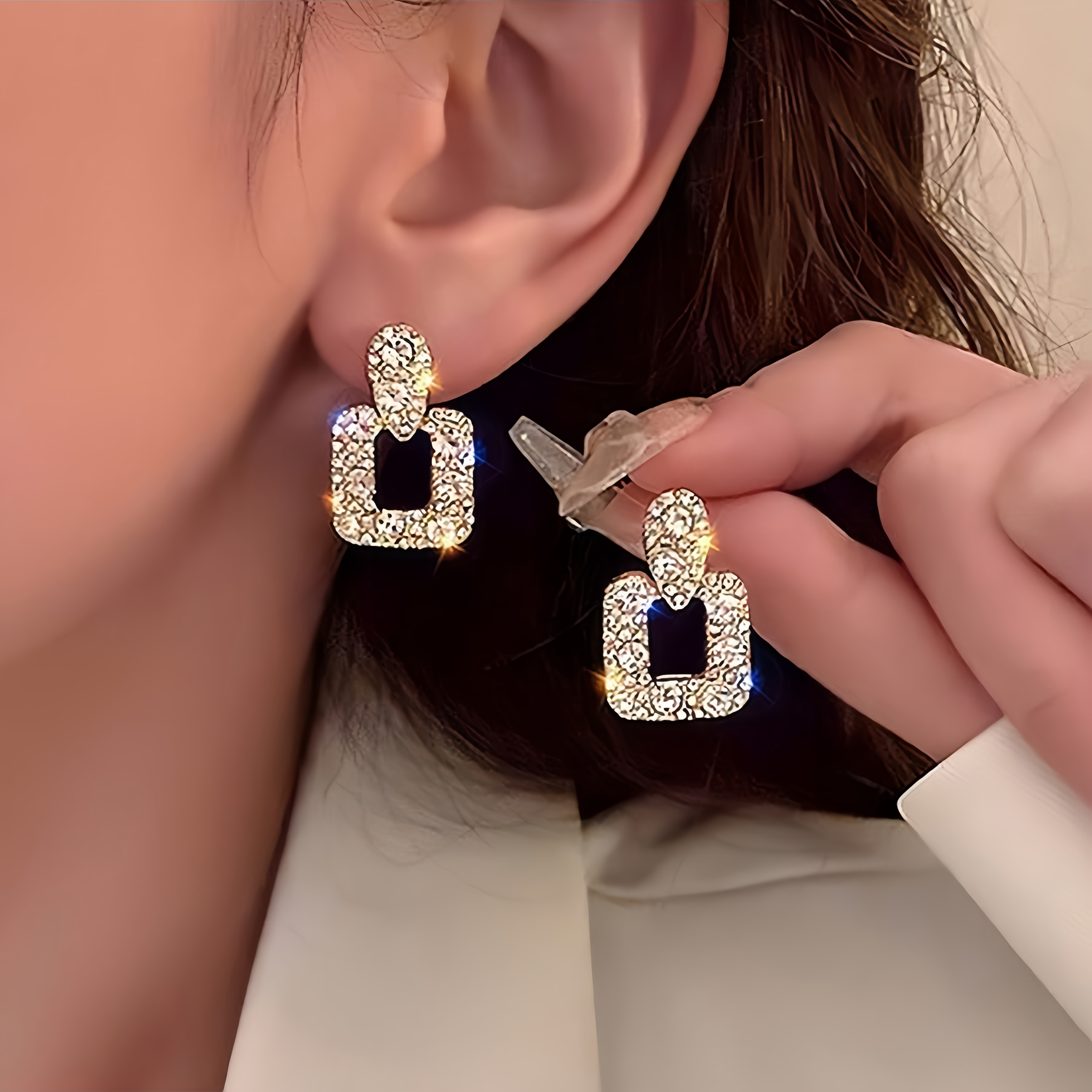 6 Pairs Vintage Elegant Rhinestone Earrings Set