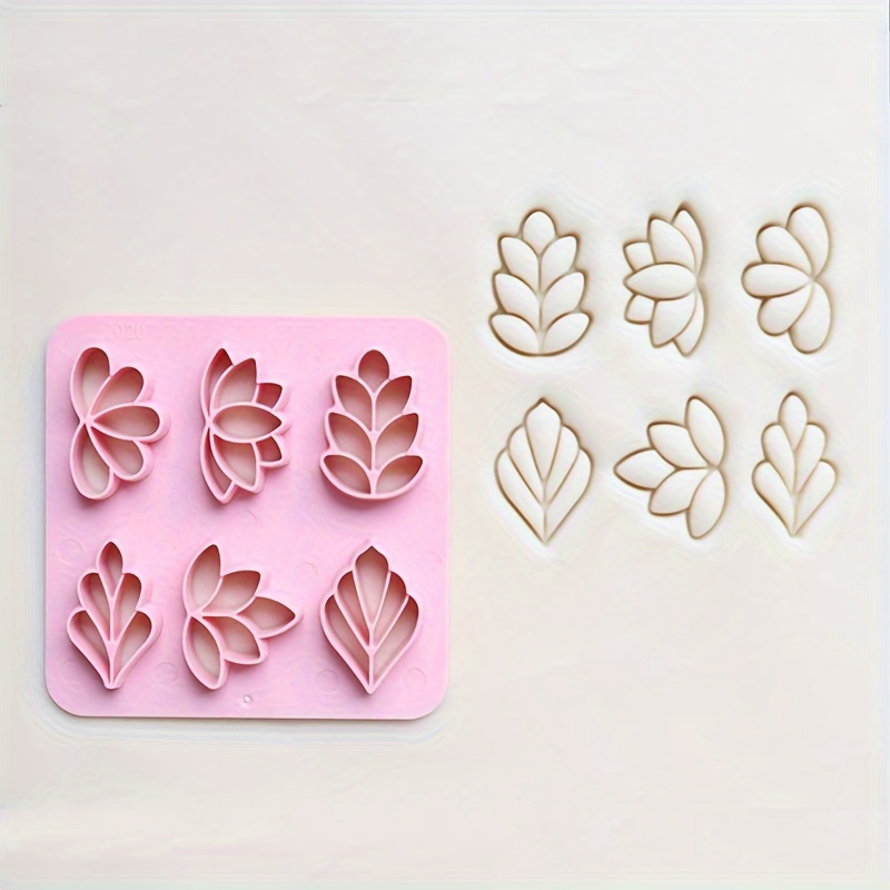 Mold For Making Earrings From Soft Clay Featuring Designs Of Leaves And Cats, Perfect For Projects