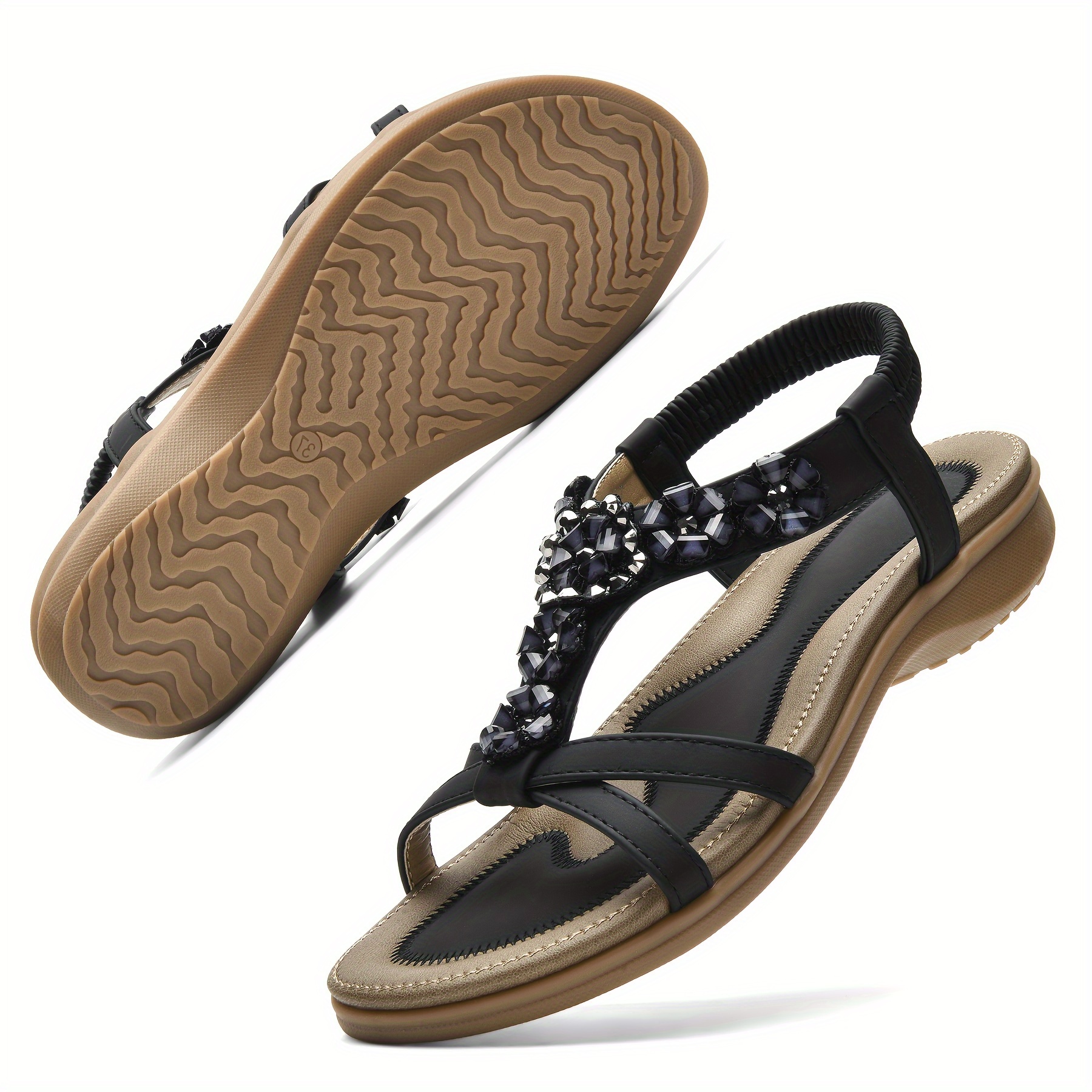 

Women Flat Sandals Dressy Sandal Summer Comfortable Casual Beach Shoes Dress Bohemian Ankle Elastic Flats Sandals