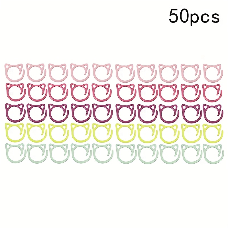 Image of 25/50pcs Cute Cat Head Markers, Knitted Crochet Markers, Open Spiral Colorful Cat Ear Alloy Markers, Metal Markers For Garment Marking, Knitting Markers