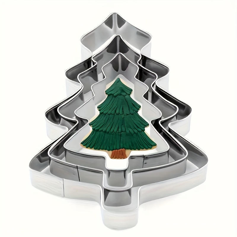 TEMU 3pcs Christmas Tree Cookie Cutter Set Stainless Steel Cake Mold Christmas Cookie Mold Diy Baking Christmas Mold
