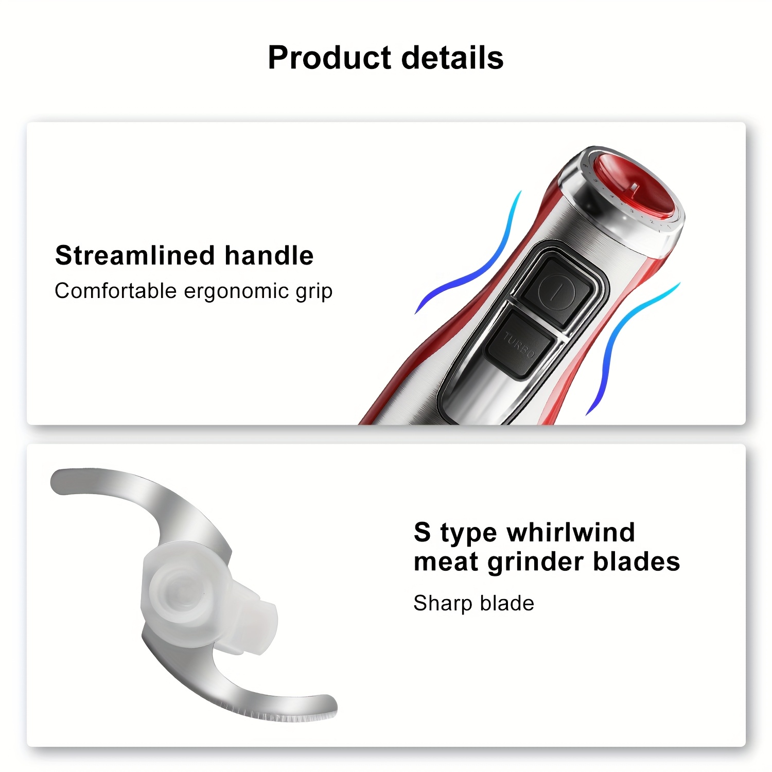 4 in 1 high power 1200w   hand stick blender with chopper smoothie cup stainless steel ice   eu plug 410 stainless steel Product details 9
