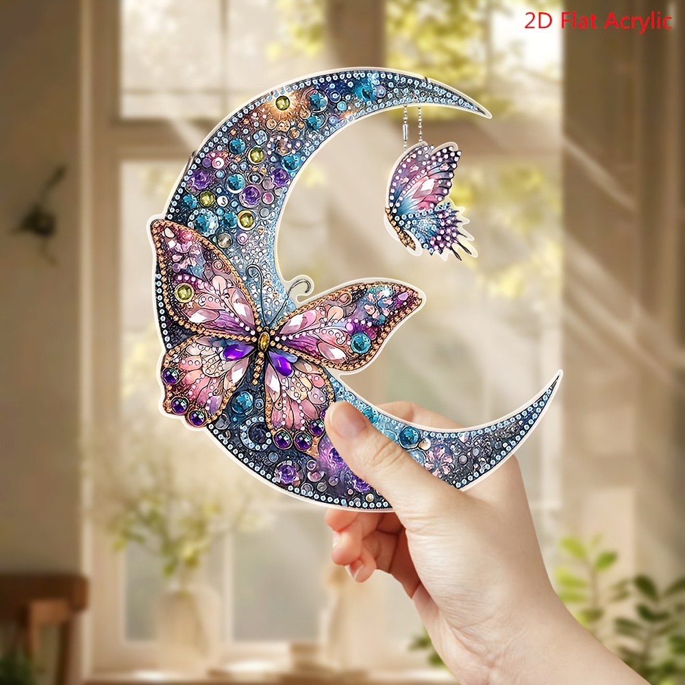 DCIDBEI 5D DIY Diamant Peinture Couronne Paon 15x15cm Diamant Painting Pendentif Paon Diamond Painting Ornements Suspendus Signes Paon Mur Hanging Décor Pour Fenêtre Mur Et Entrée Idées De Cadeaux