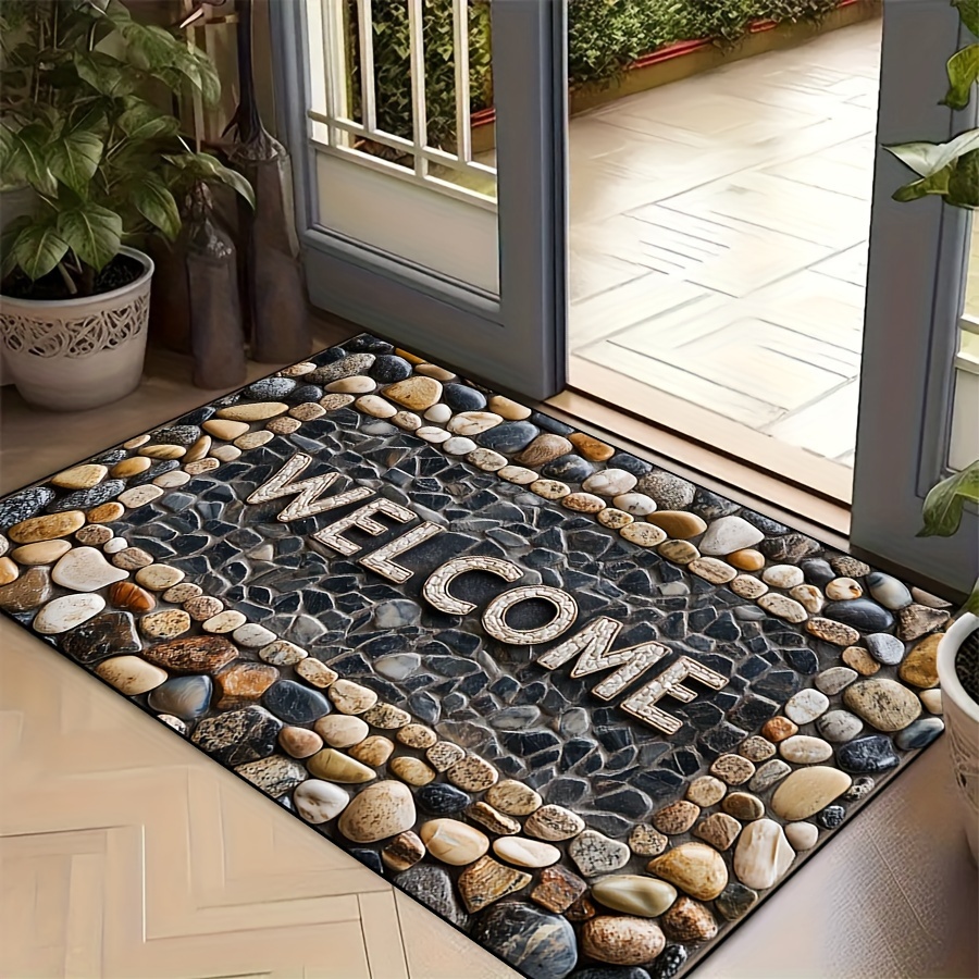 

Stone Pattern Non-slip Door Mat - Machine Washable, For Indoor/outdoor Use, Areas - Decor, 20"x31" / 24"x35