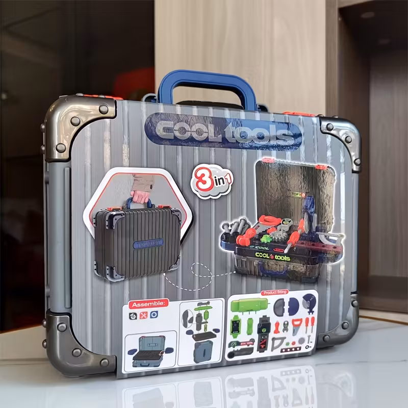 3 in 1 boys pretend repair tool kit set kids storage tool table boys toys easter christmas halloween holiday gifts birthday party gifts Product details 7