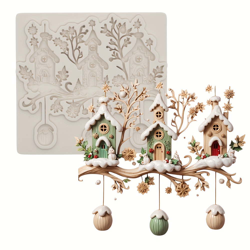 Image of Christmas Silicone Mold, Wall Decoration Mold, Suitable For Resin And Gypsum Crafts - Transparent Epoxy Resin, Aromatherapy Gypsum Molds, Microwave And Oven Safe