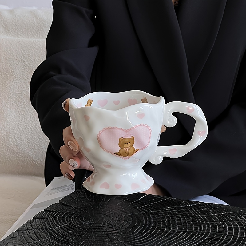 1pc large capacity elegant floral bow mug hand painted cute Temu