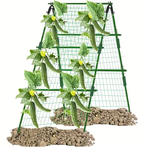 Support Plantes En A Pour Concombres & Grimpeurs - 120 Cm, Acier Vert Revêtu, Kit Complet Jardin Potager
