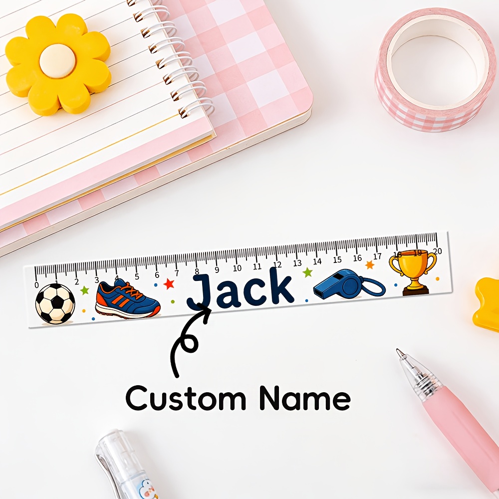 1pc Custom Name Acrylic Ruler Kawaii Multiple Patterns Themed Measuring Tool Personalized Ruler For First Day Of School Cute Patterns Designs Gift For Back To School, Mathematical Instruments Gift