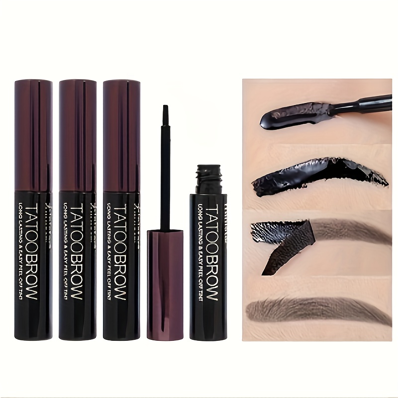 3pcs semi permanent eyebrow gel waterproof long lasting black brown tattoo easy peel off sweatproof brow tint for details 5