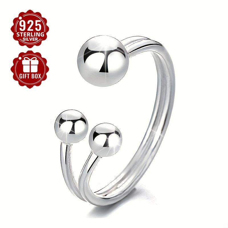 

Total Weight About 1.9g 1pcs925 Pure Silvery Low- Irregular Round Bead Silvery Ball Line Women's Fashion Simple Suitable For Daily Party Women's Ring