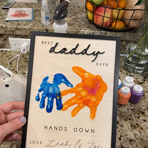 best dad in my hands wooden fathers day sign handprint fathers day decor 3d multifunctional home decor