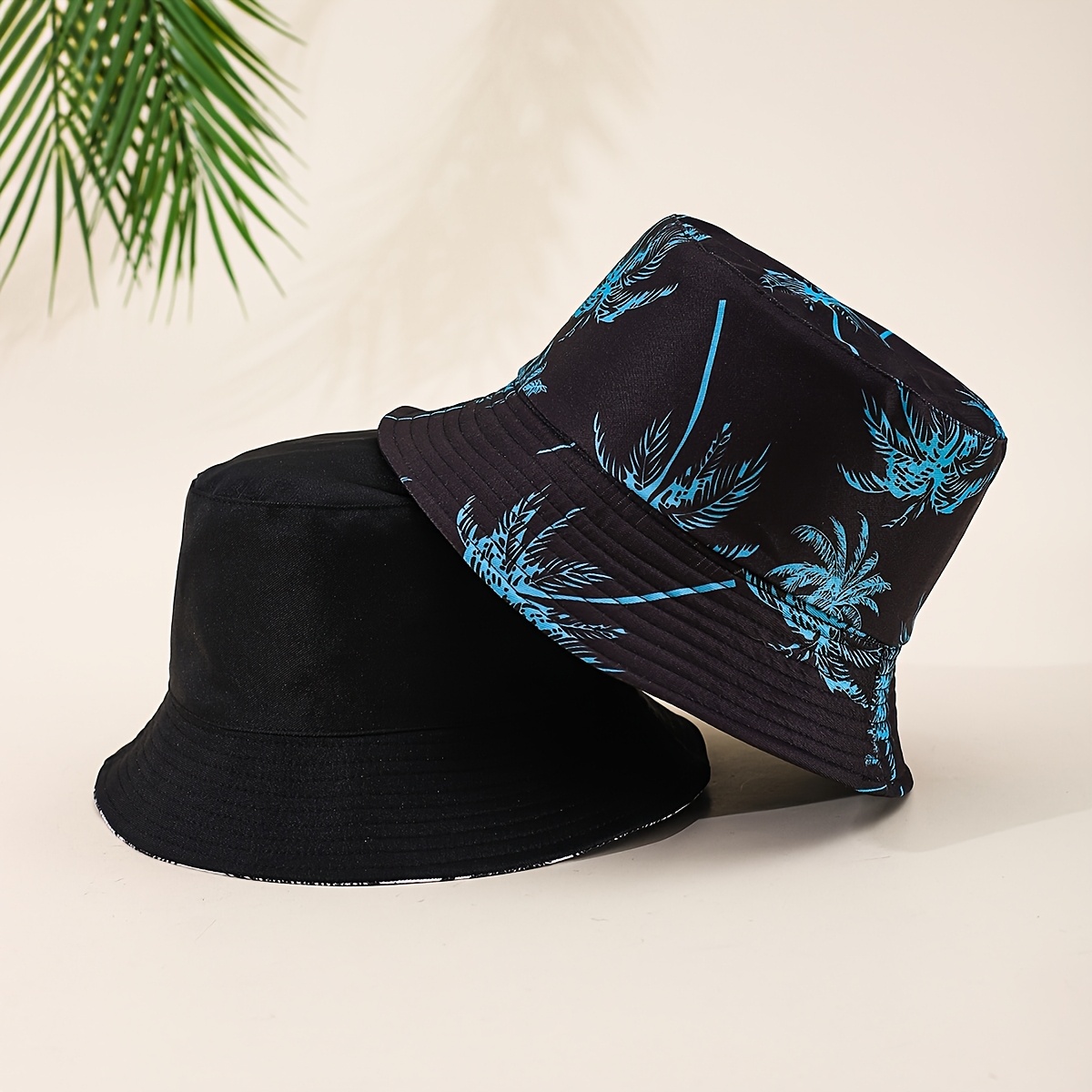 TEMU Outdoor Travel Coconut Tree Pattern Printed Hat For Women, Summer Outing, Outdoor Streetwear, Versatile Beach Hat, Summer Bucket Hat, Men's