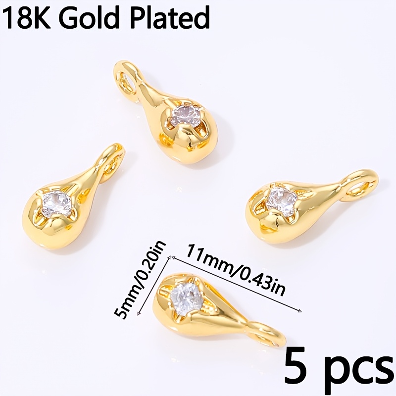 TEMU 5 piezas de colgantes de latón en oro de 18K de 11x5 mm para joyería, con dijes para hacer accesorios de pulseras, componentes para aretes DIY
