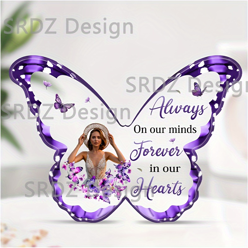 

Custom Acrylic Butterfly Memorial Plaque, Contemporary Style, Lightweight, Hexagonal, Vertical Photo Frame, Home & Kitchen Decor, Sympathy Gift For Loss Of Lover, Remembrance Table Decoration