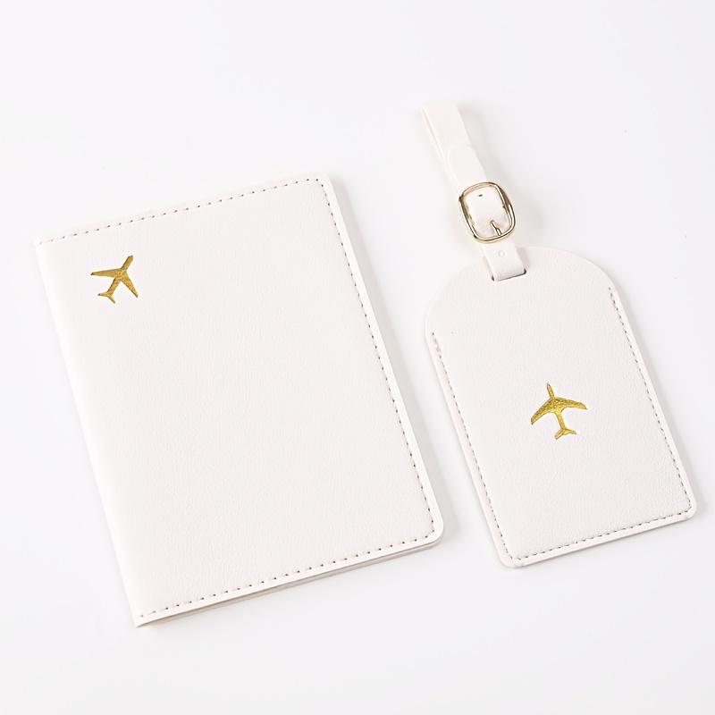 Image of 2pcs Travel Must-have Set- Passport Holder Luggage Tag, Folding Lightweight, Opening And Closing, Ideal For Going Out And Travel Gifts
