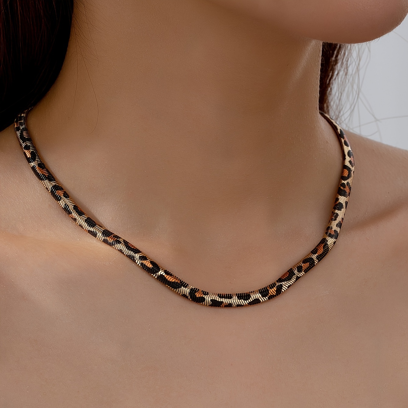 Versatile Summer Leopard Print Snake Chain Necklace